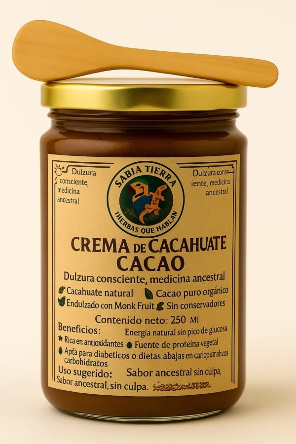CREMA DE CACAHUATE CACAO ORGÁNICO Y ENDULZANTE SIN CALORÍAS